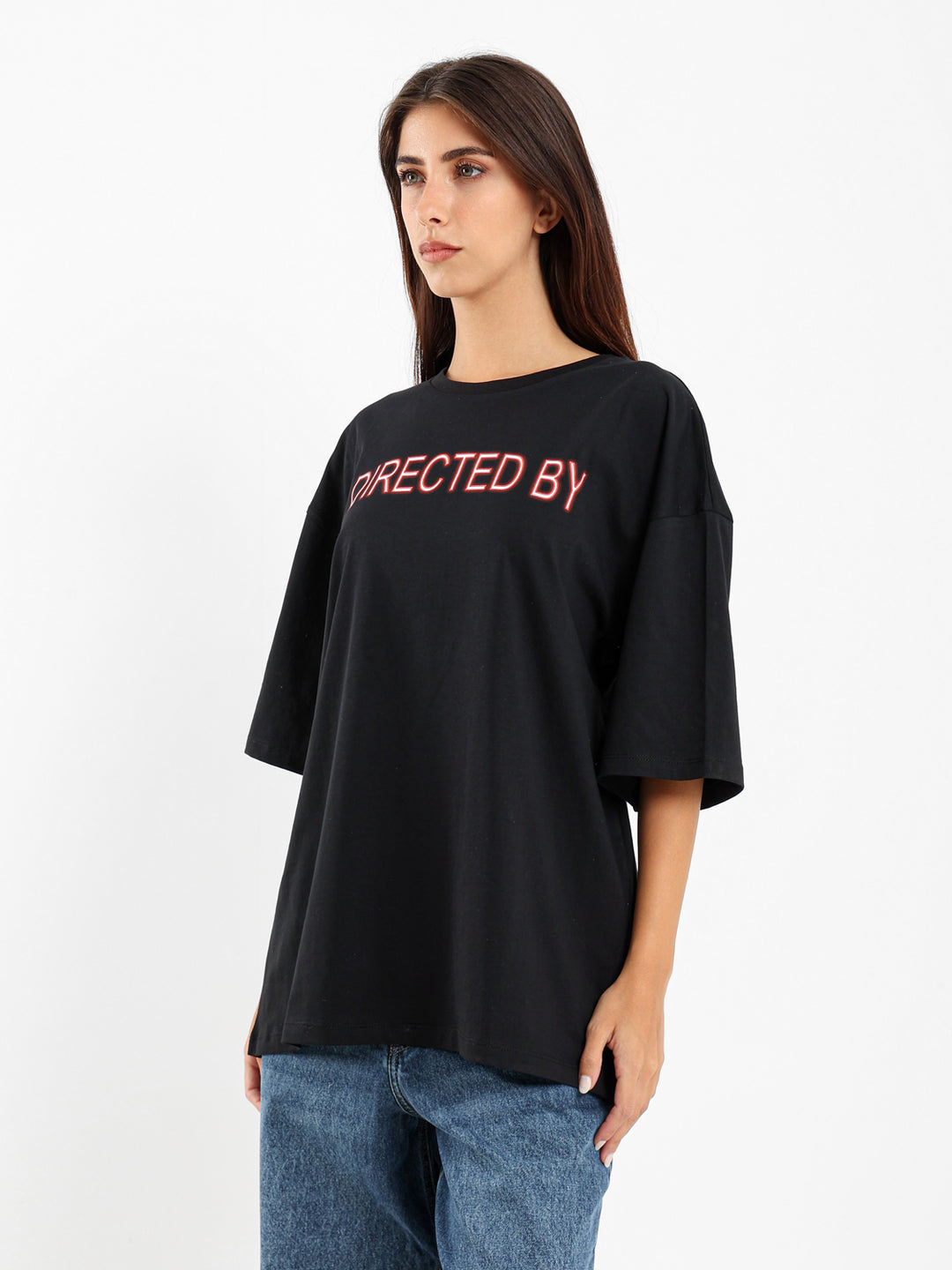 Directed By Front Print Oversized T-Shirt