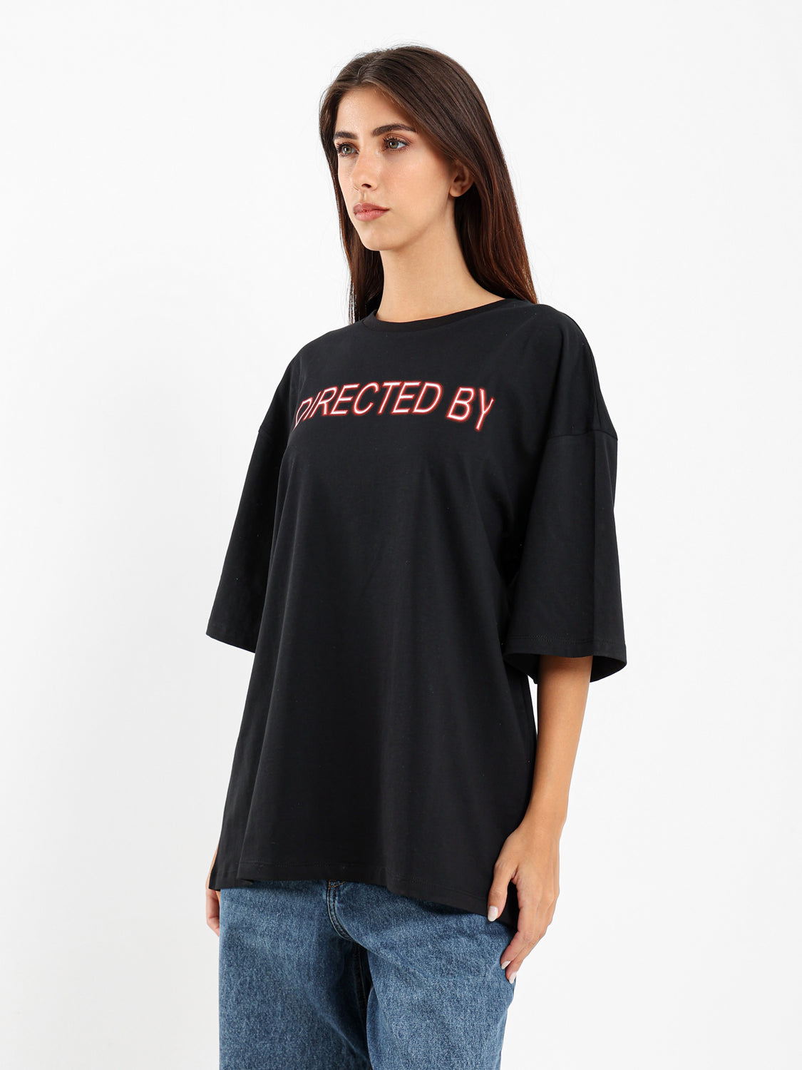 Directed By Front Print Oversized T-Shirt