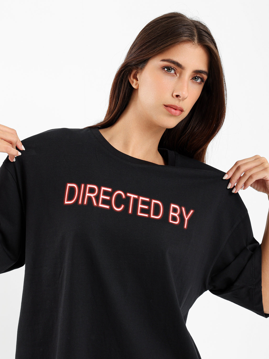 Directed By Front Print Oversized T-Shirt