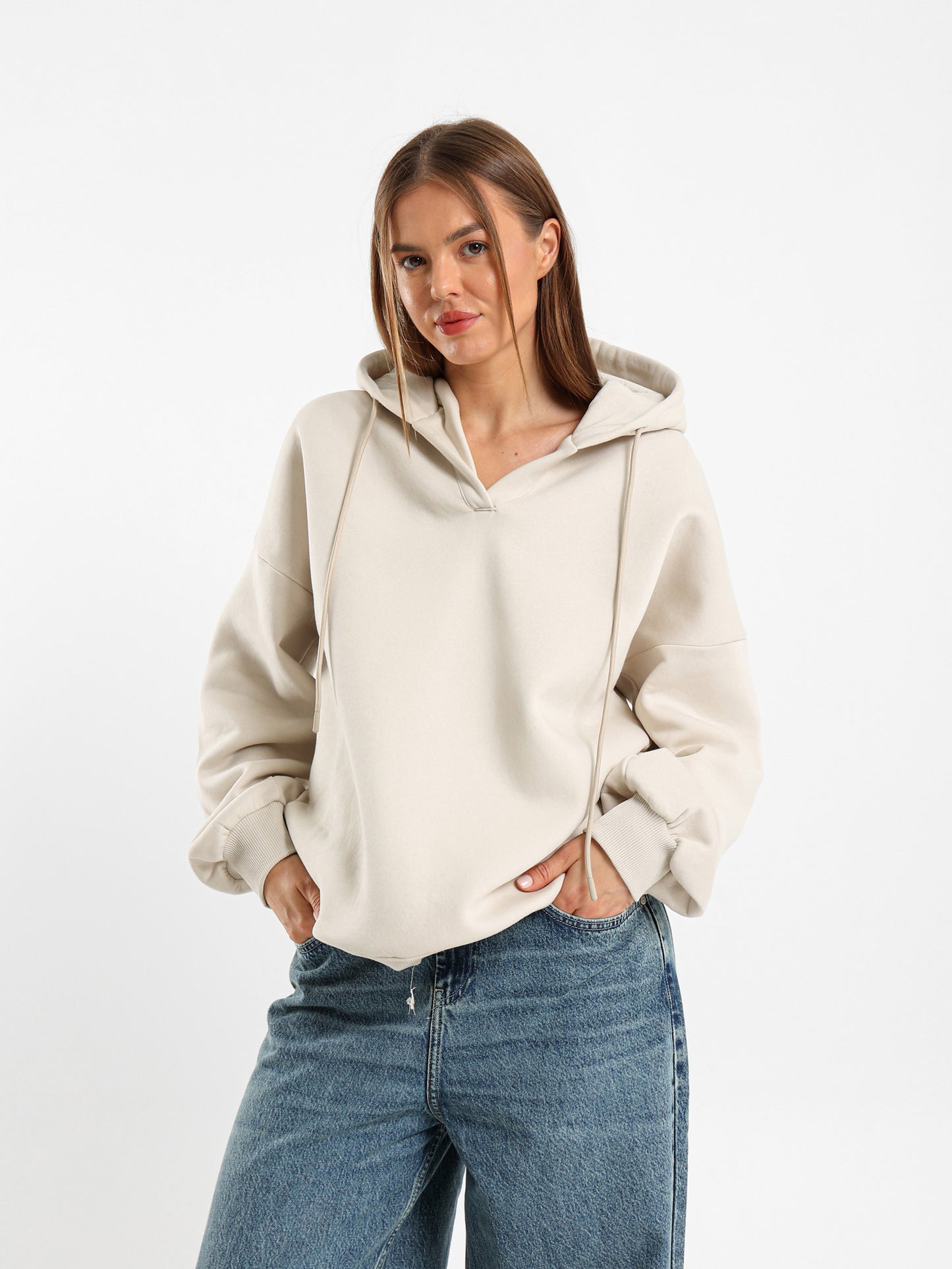 Oversized V-Neck Sweatshirt