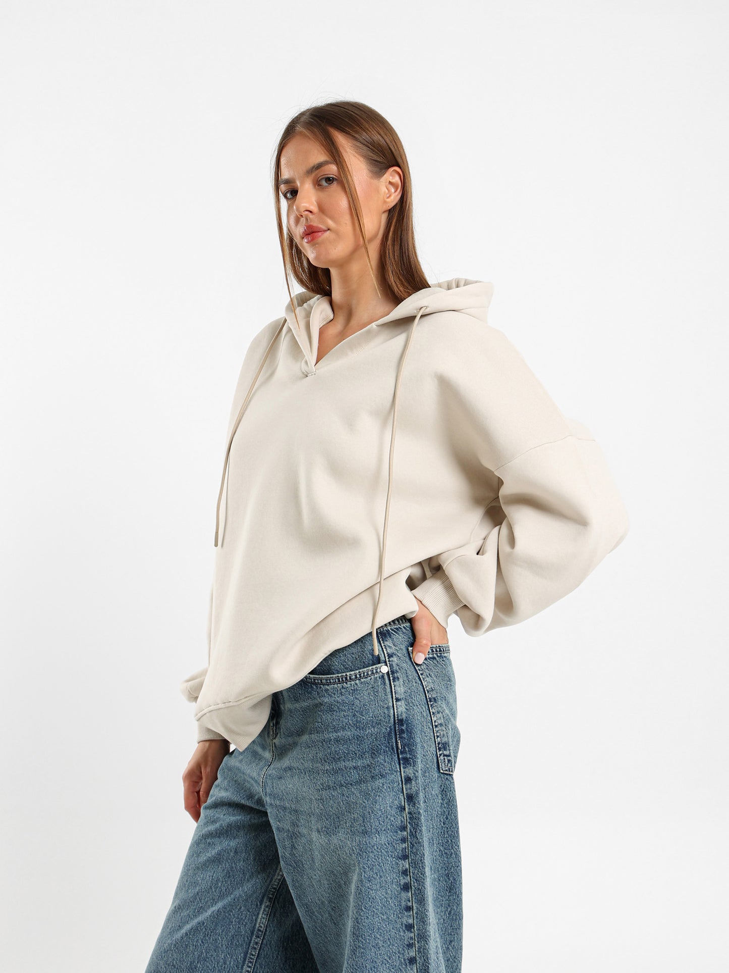 Oversized V-Neck Sweatshirt