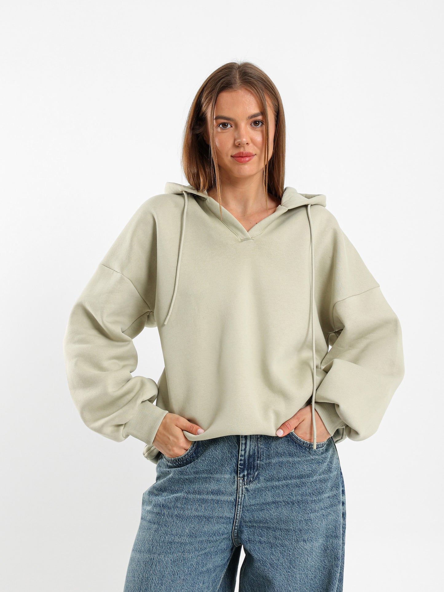 Oversized V-Neck Sweatshirt
