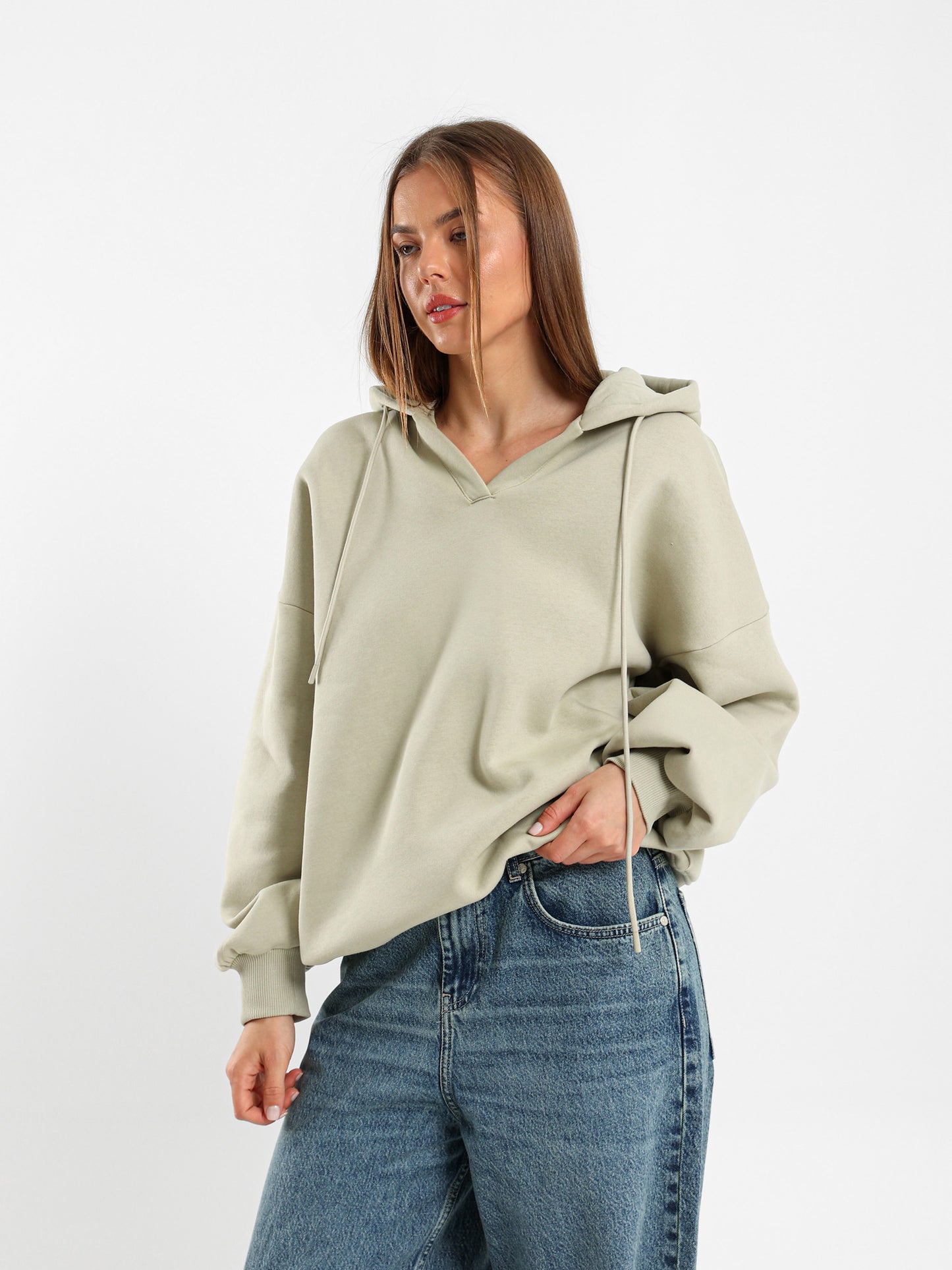 Oversized V-Neck Sweatshirt