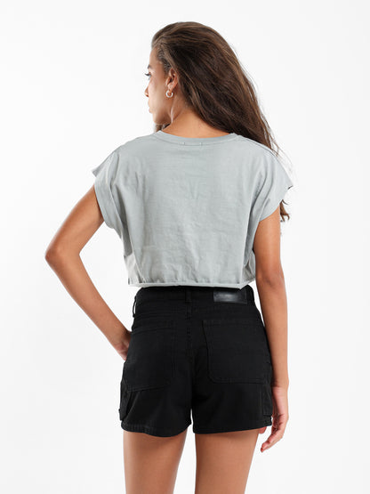 Pin Print Cropped T-Shirt
