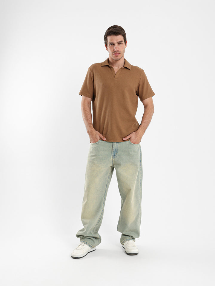 Camp Collar Waffle Short Sleeve Polo