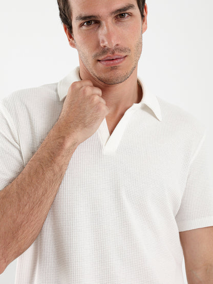 Camp Collar Waffle Short Sleeve Polo