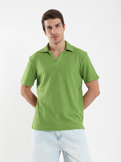 Camp Collar Waffle Short Sleeve Polo