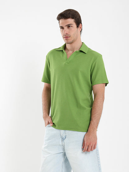 Camp Collar Waffle Short Sleeve Polo