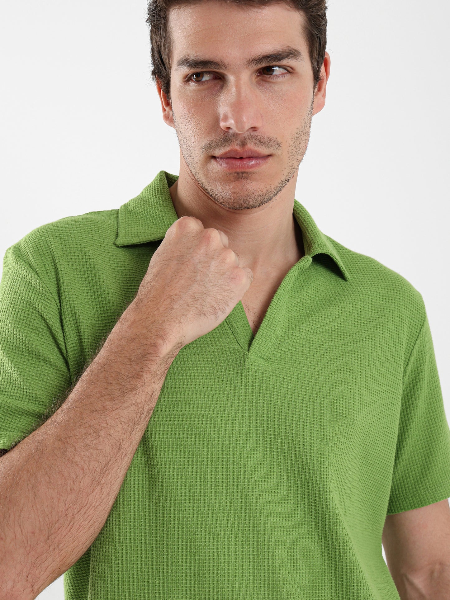 Camp Collar Waffle Short Sleeve Polo