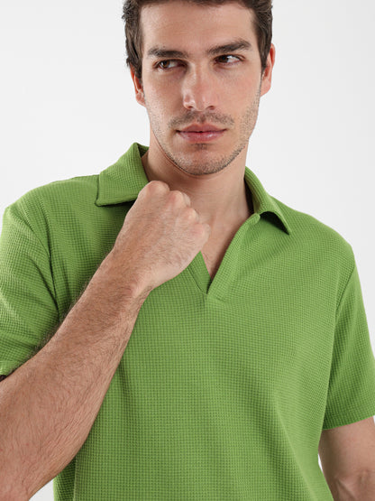 Camp Collar Waffle Short Sleeve Polo