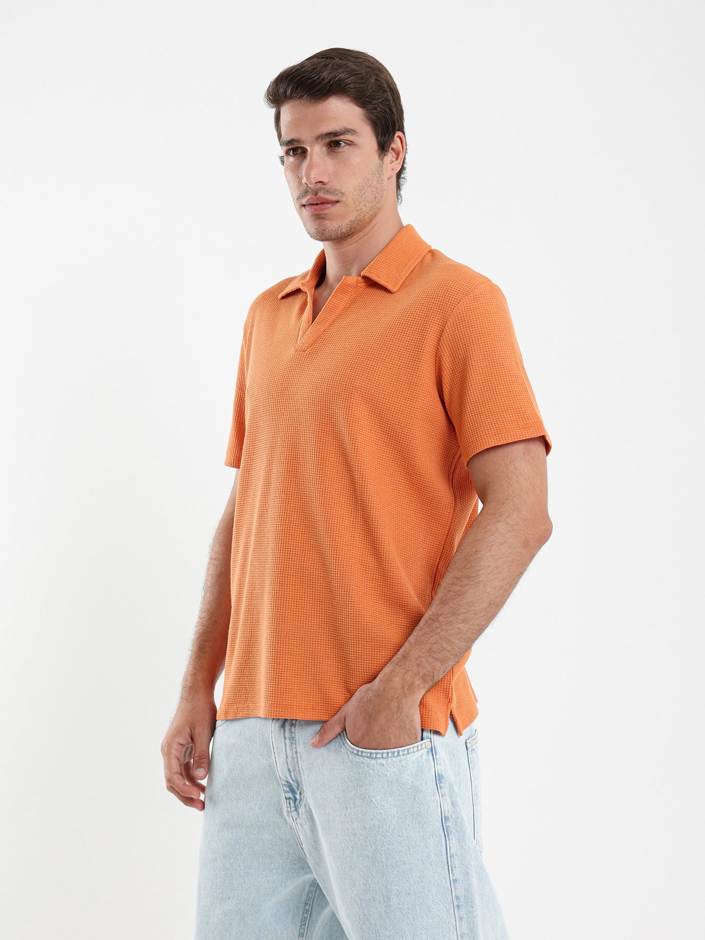 Camp Collar Waffle Short Sleeve Polo