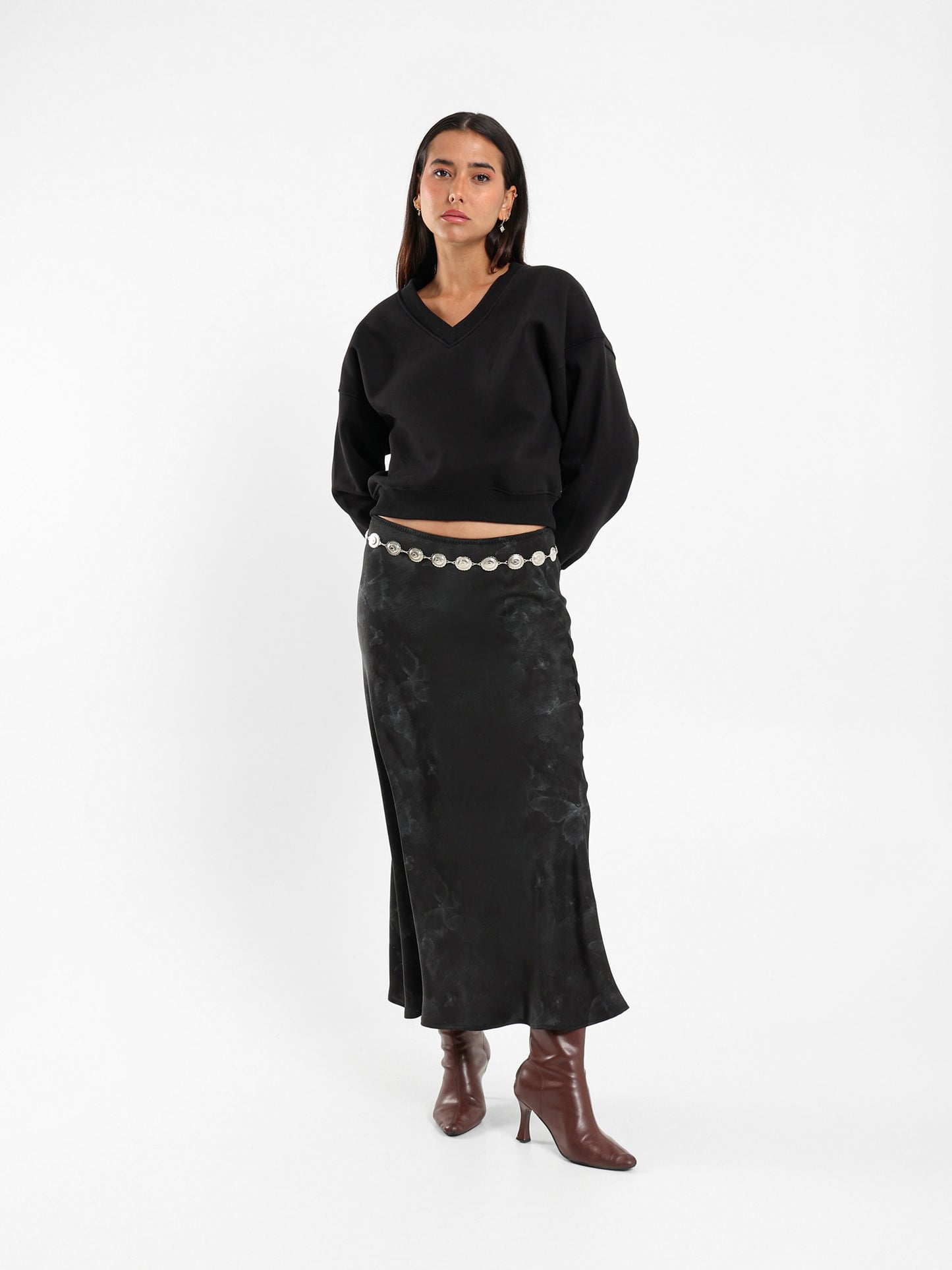 Satin Printed Maxi Skirt