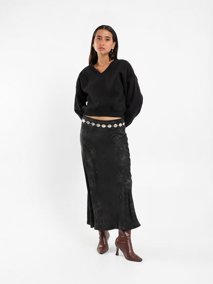 Satin Printed Maxi Skirt