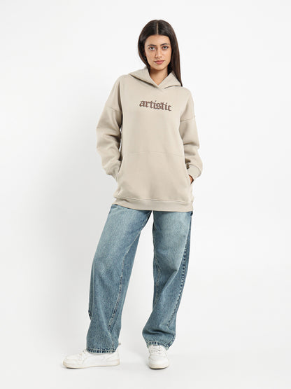 Artistic Print With Studs Oversized Sweatshirt