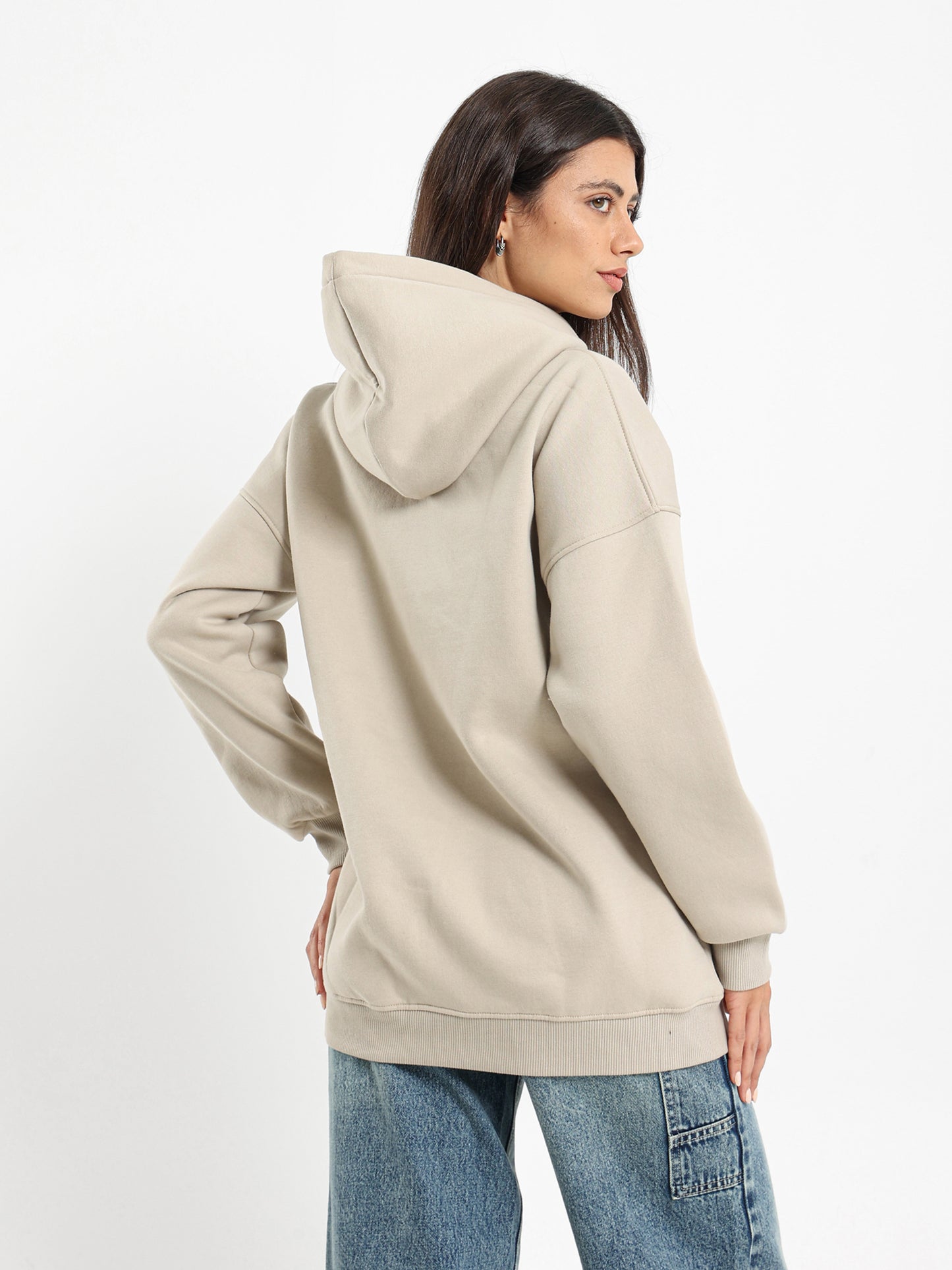 Artistic Print With Studs Oversized Sweatshirt