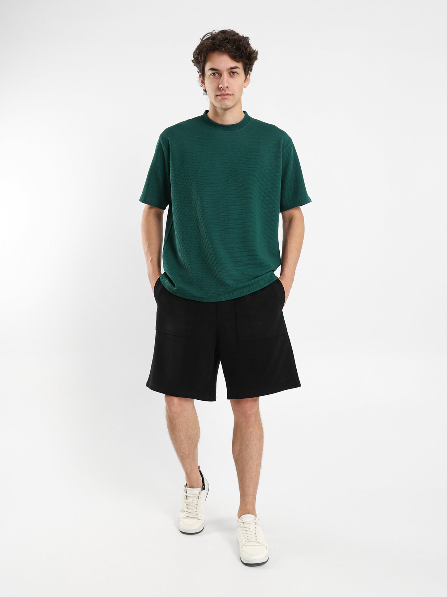 Textured Crew Neck T-Shirt