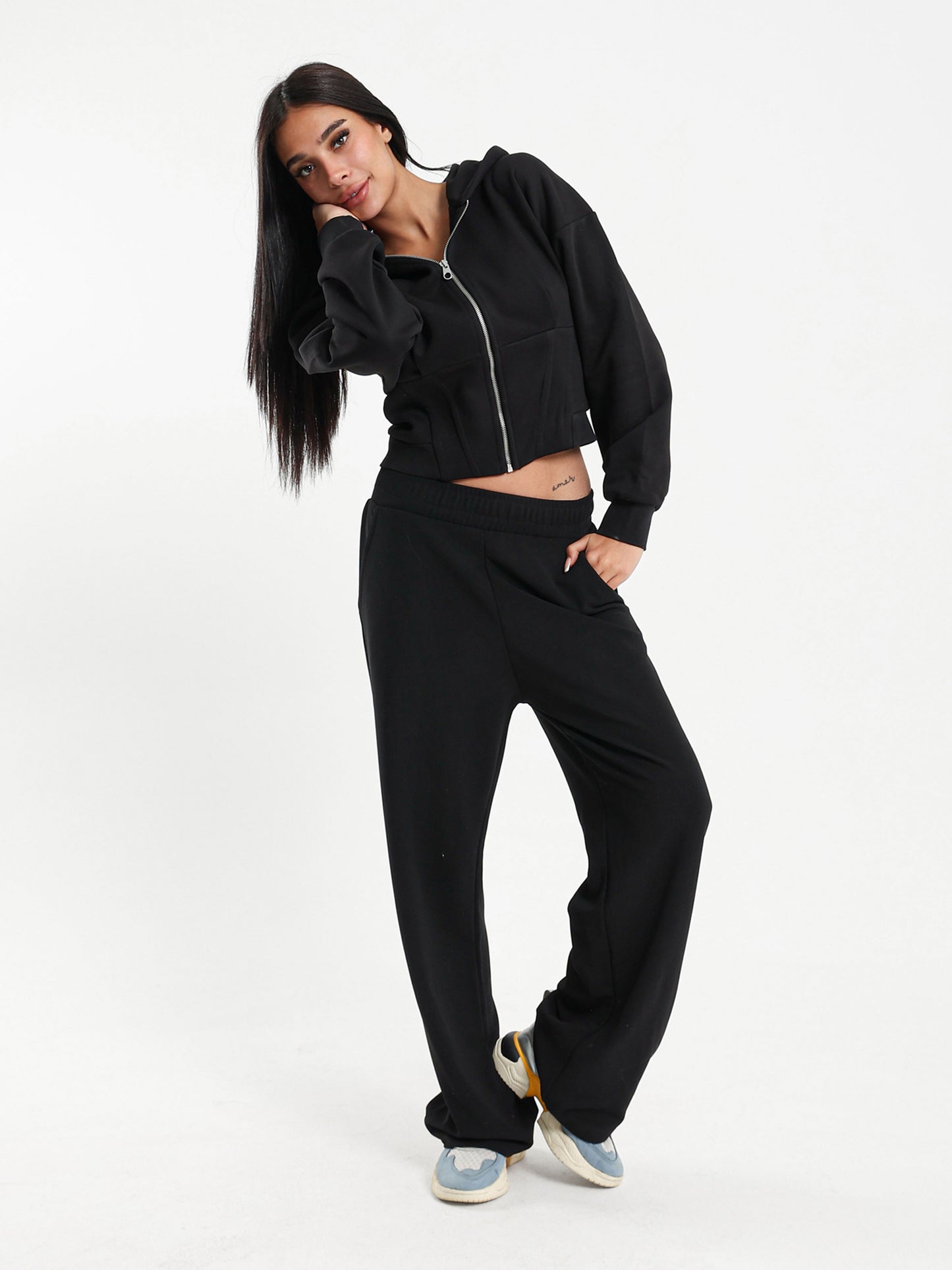 Layered Corset Zip-Up Hoodie