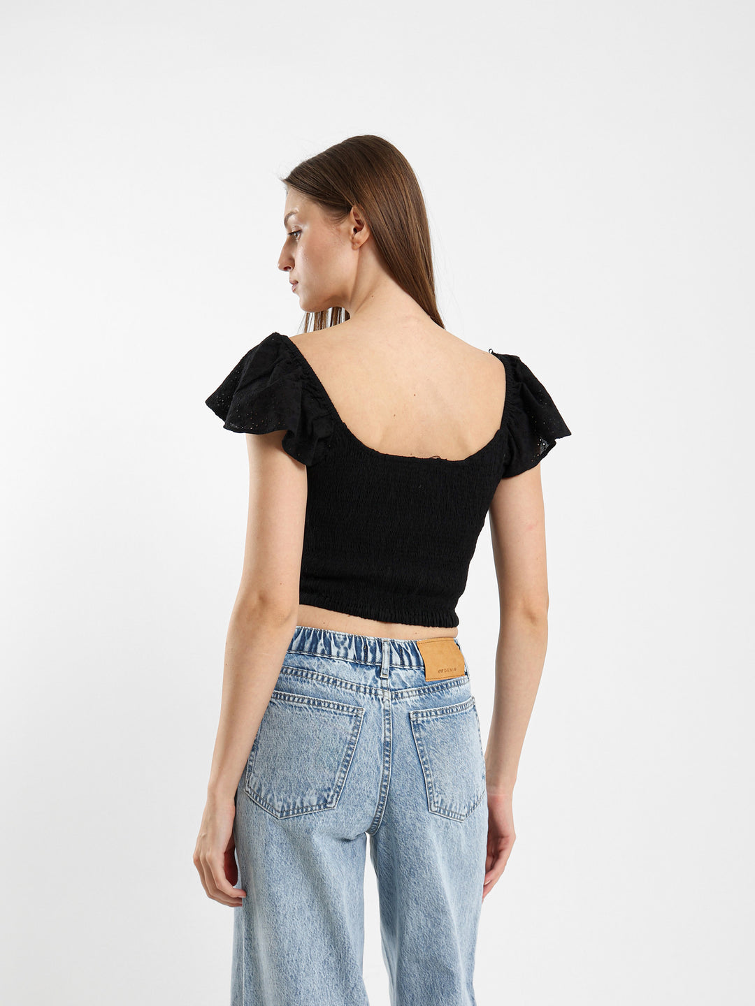 Sangallo Sleeve Cropped Top
