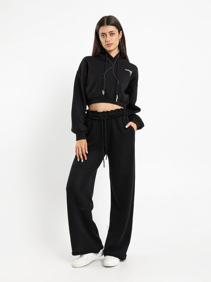 Whatever Print Cropped Hoodie