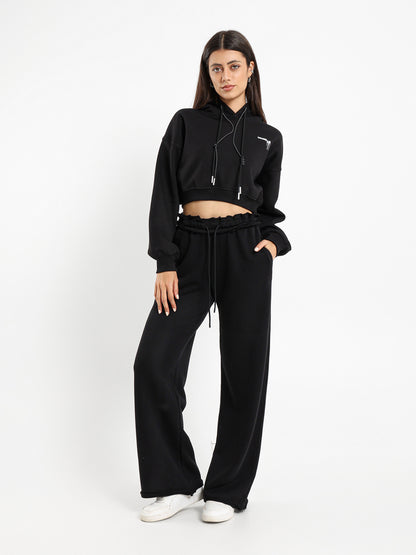 Unfinished Hem Wide Leg Sweatpants
