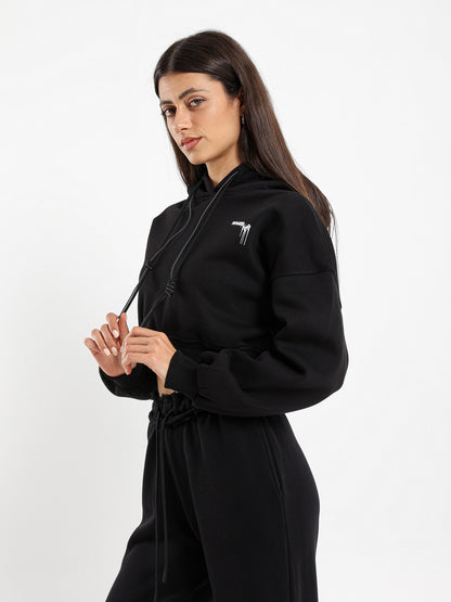 Whatever Print Cropped Hoodie