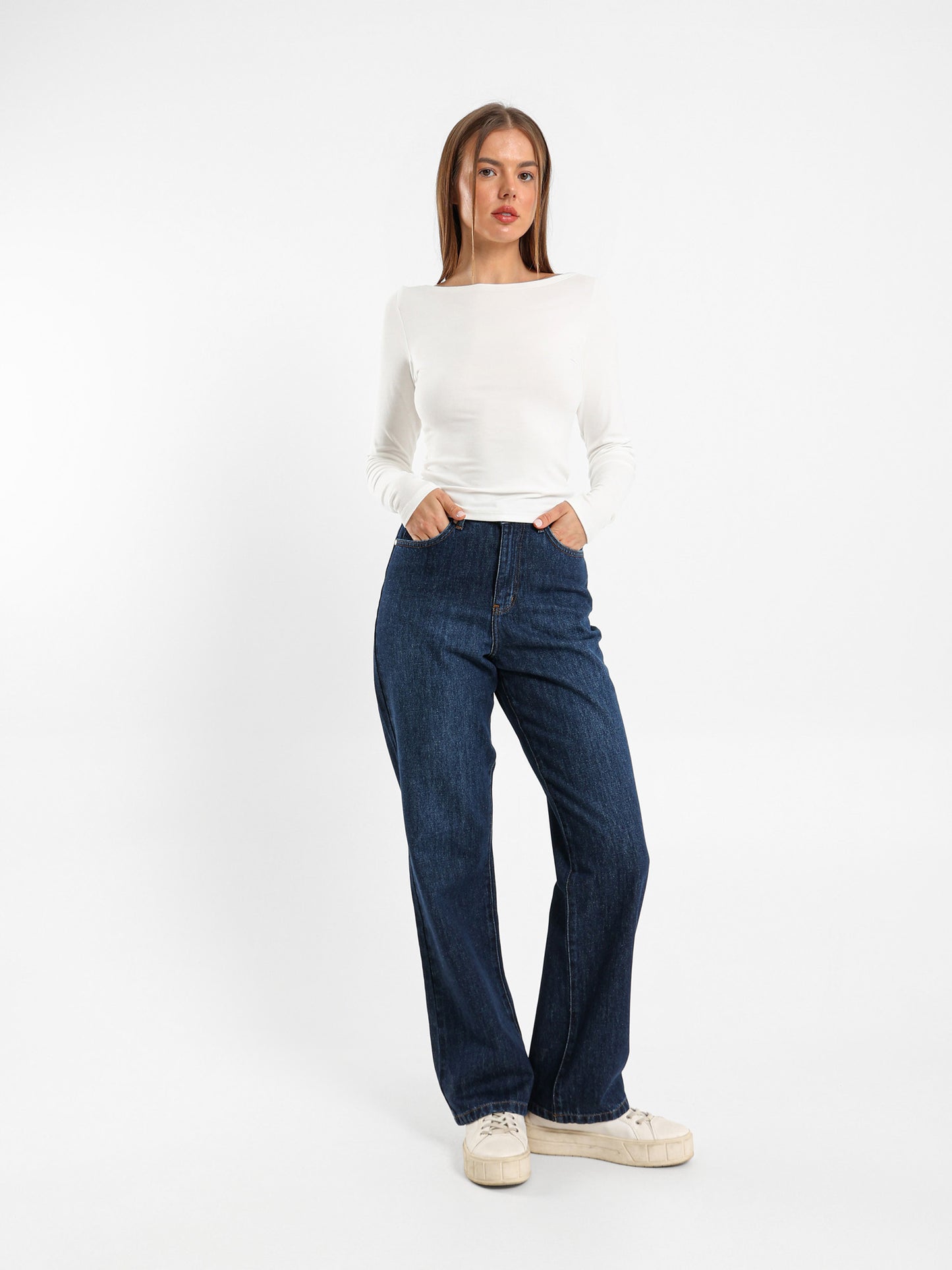 Boat Neck Long Sleeve Top