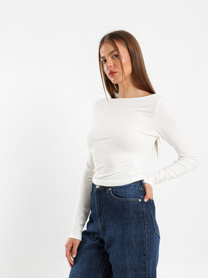 Boat Neck Long Sleeve Top