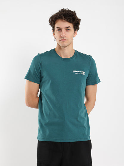 Silent Club Text Print T-Shirt