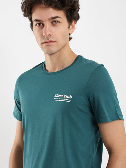 Silent Club Text Print T-Shirt