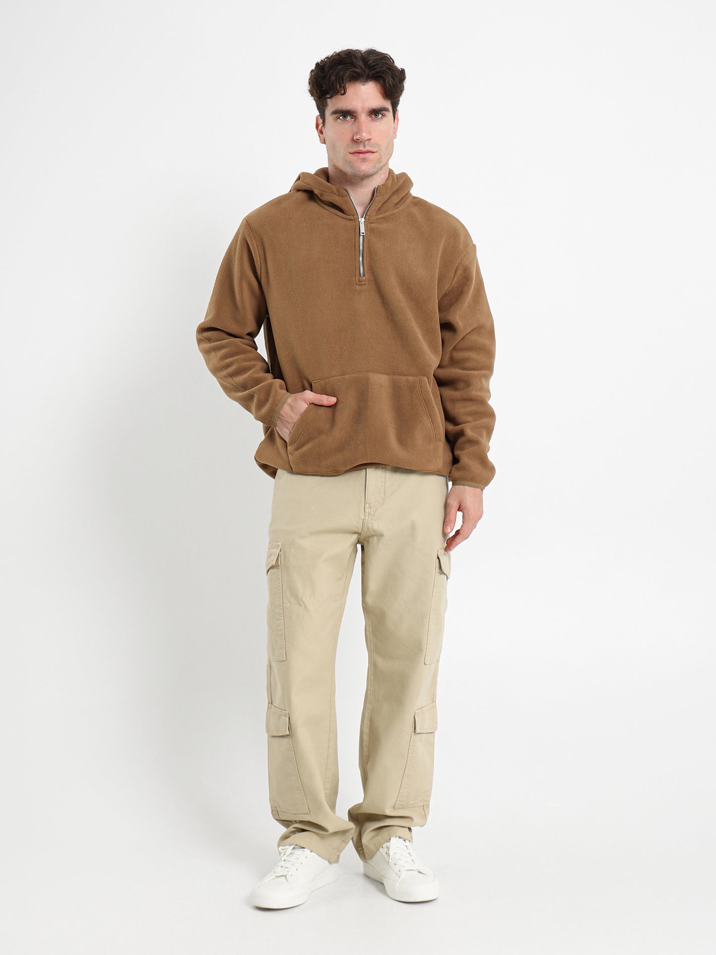 Fleece Zip Neck Hoodie