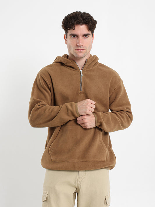 Fleece Zip Neck Hoodie