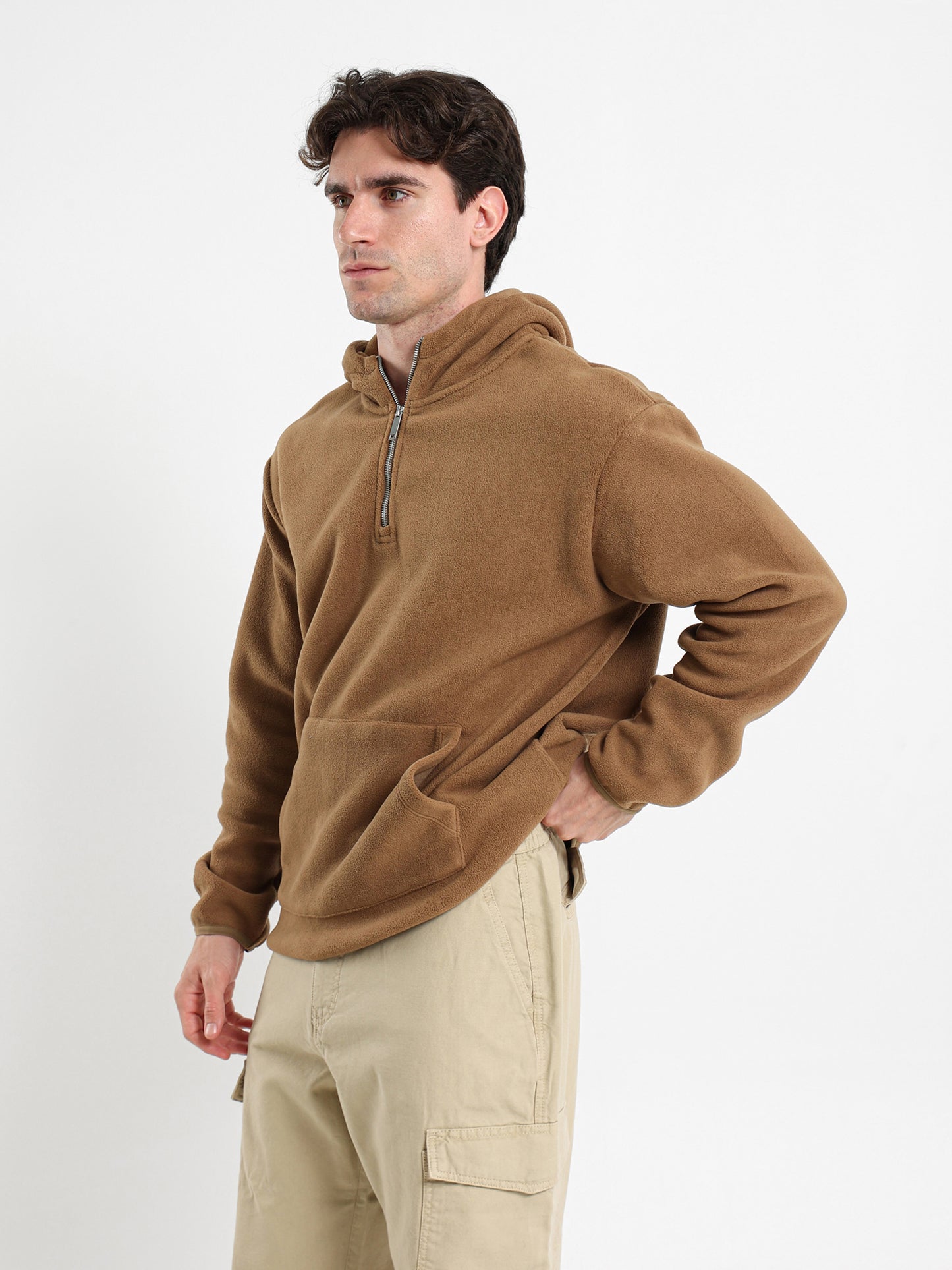 Fleece Zip Neck Hoodie