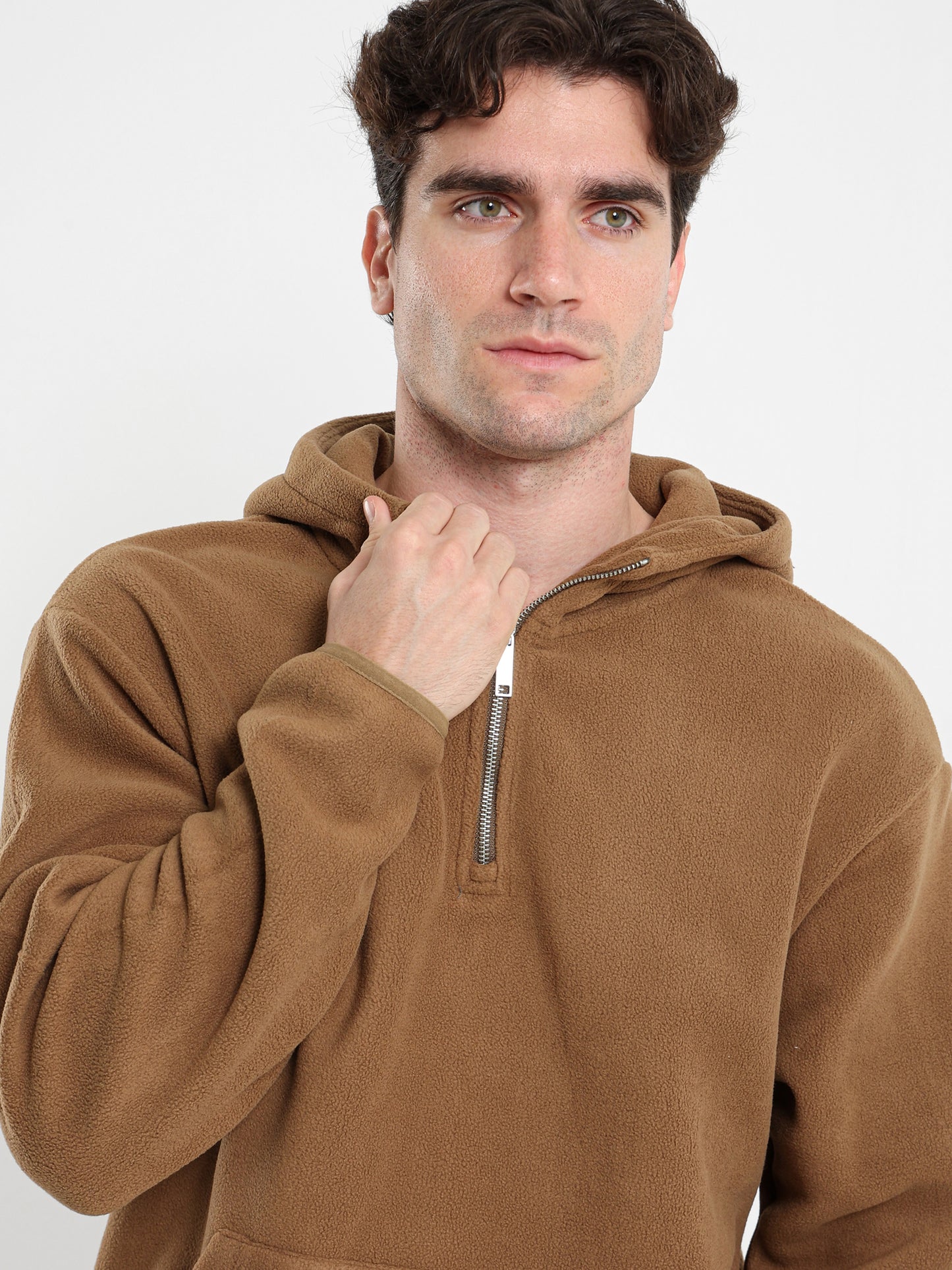 Fleece Zip Neck Hoodie
