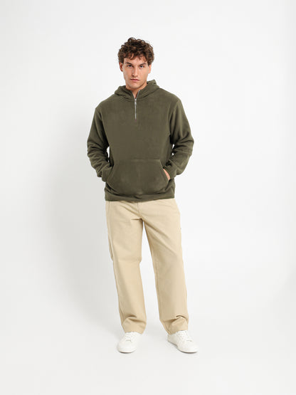 Fleece Zip Neck Hoodie