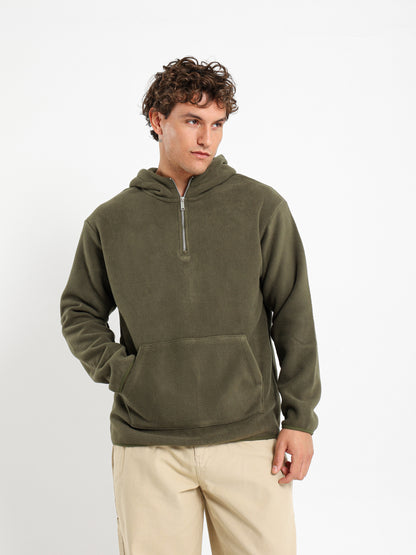 Fleece Zip Neck Hoodie