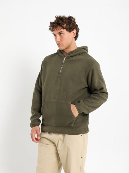 Fleece Zip Neck Hoodie
