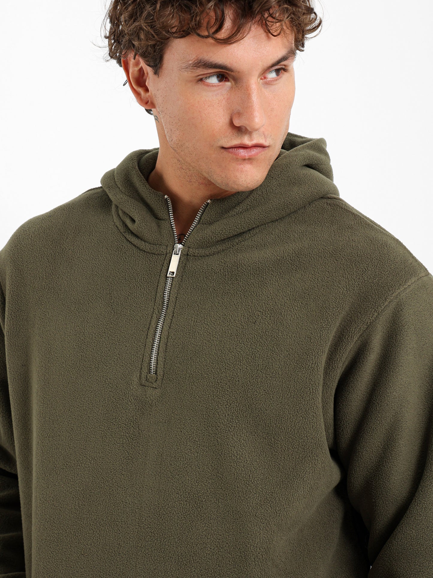 Fleece Zip Neck Hoodie