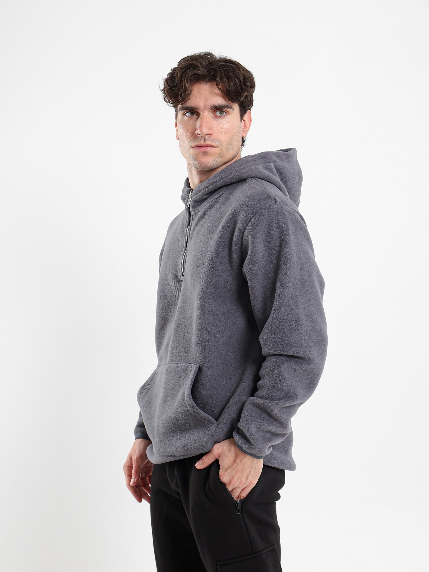 Fleece Zip Neck Hoodie