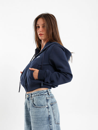 Success Is Calm Print Cropped Hoodie