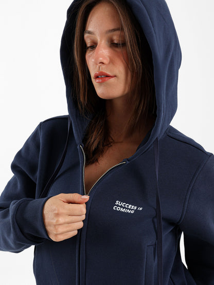 Success Is Calm Print Cropped Hoodie