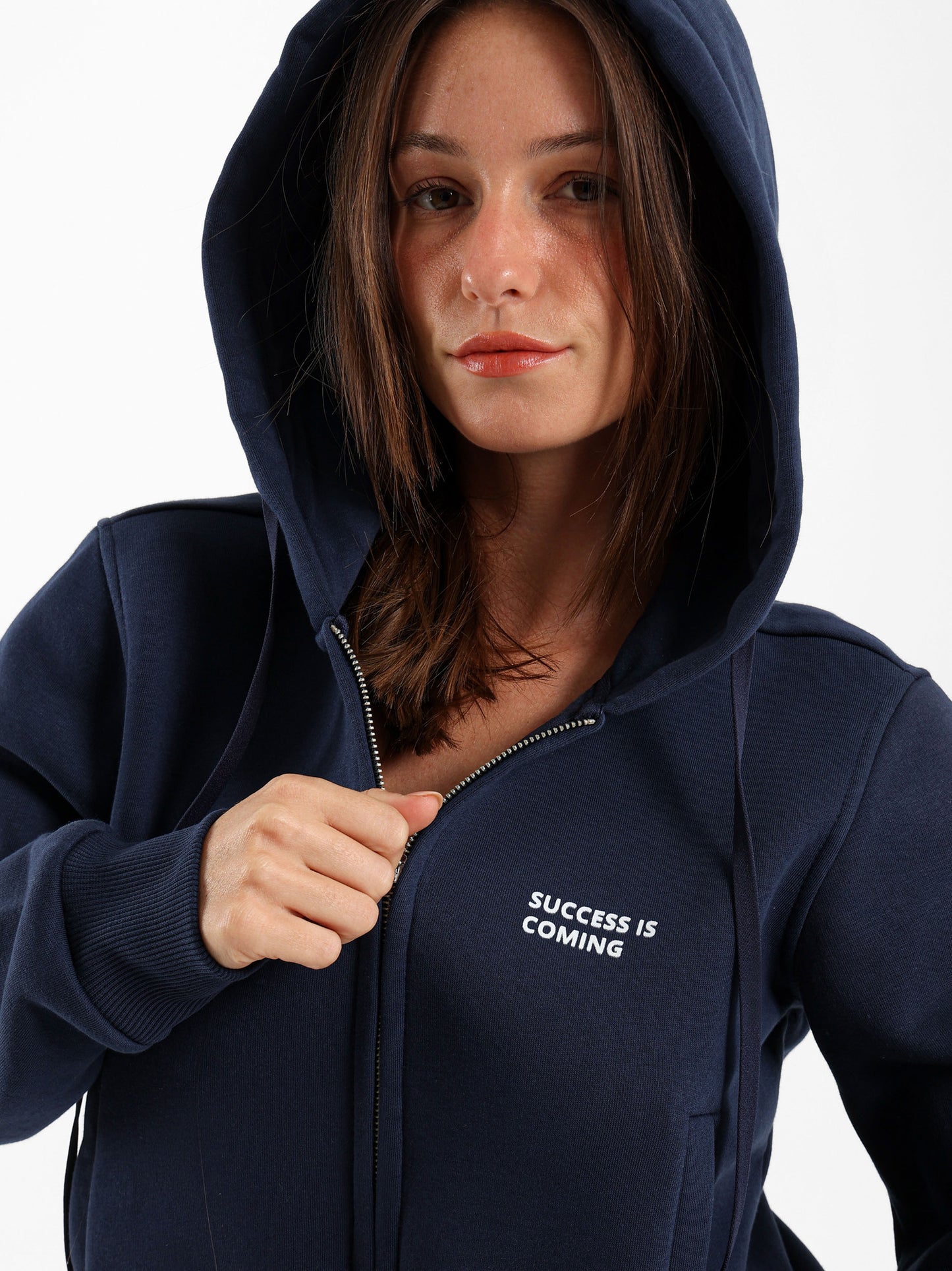 Success Is Calm Print Cropped Hoodie
