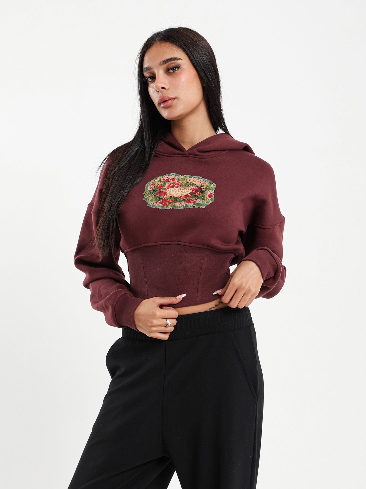 Floral Print Corset Hoodie