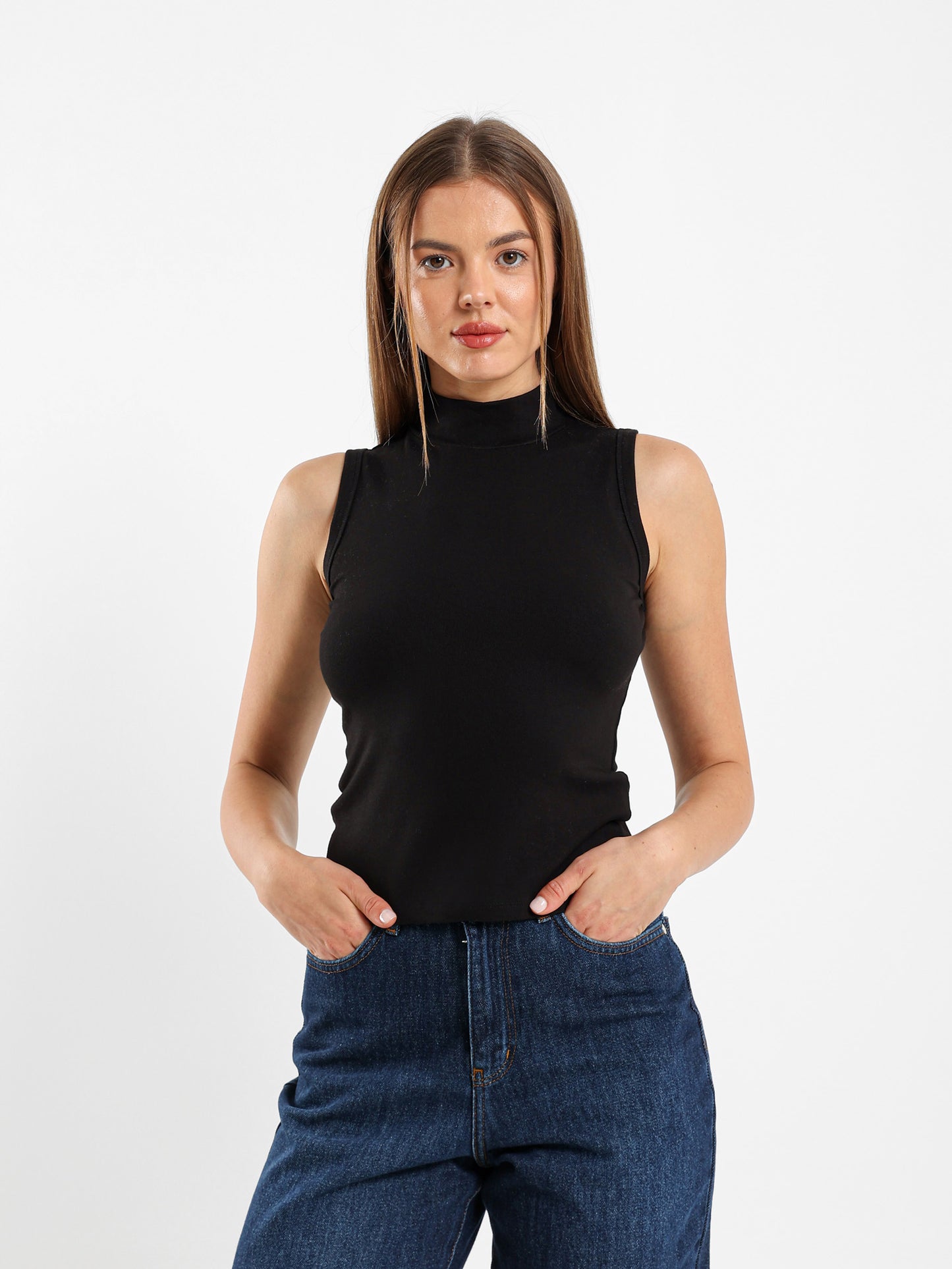 Sleeveless High Neck Top