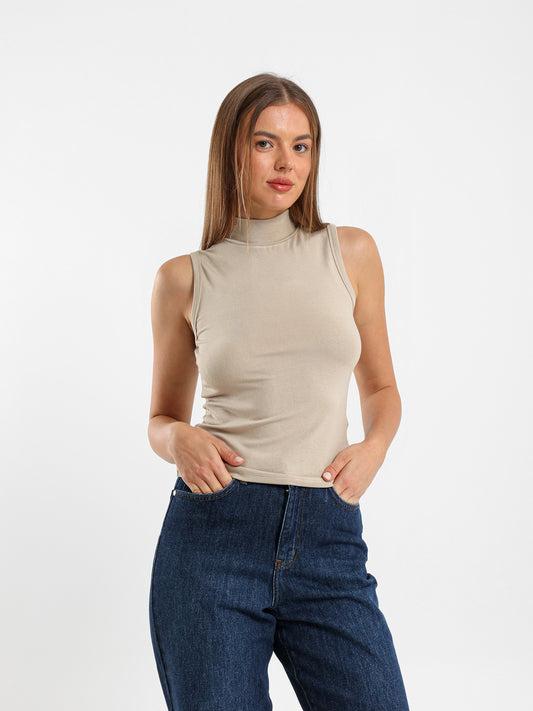 Sleeveless High Neck Top