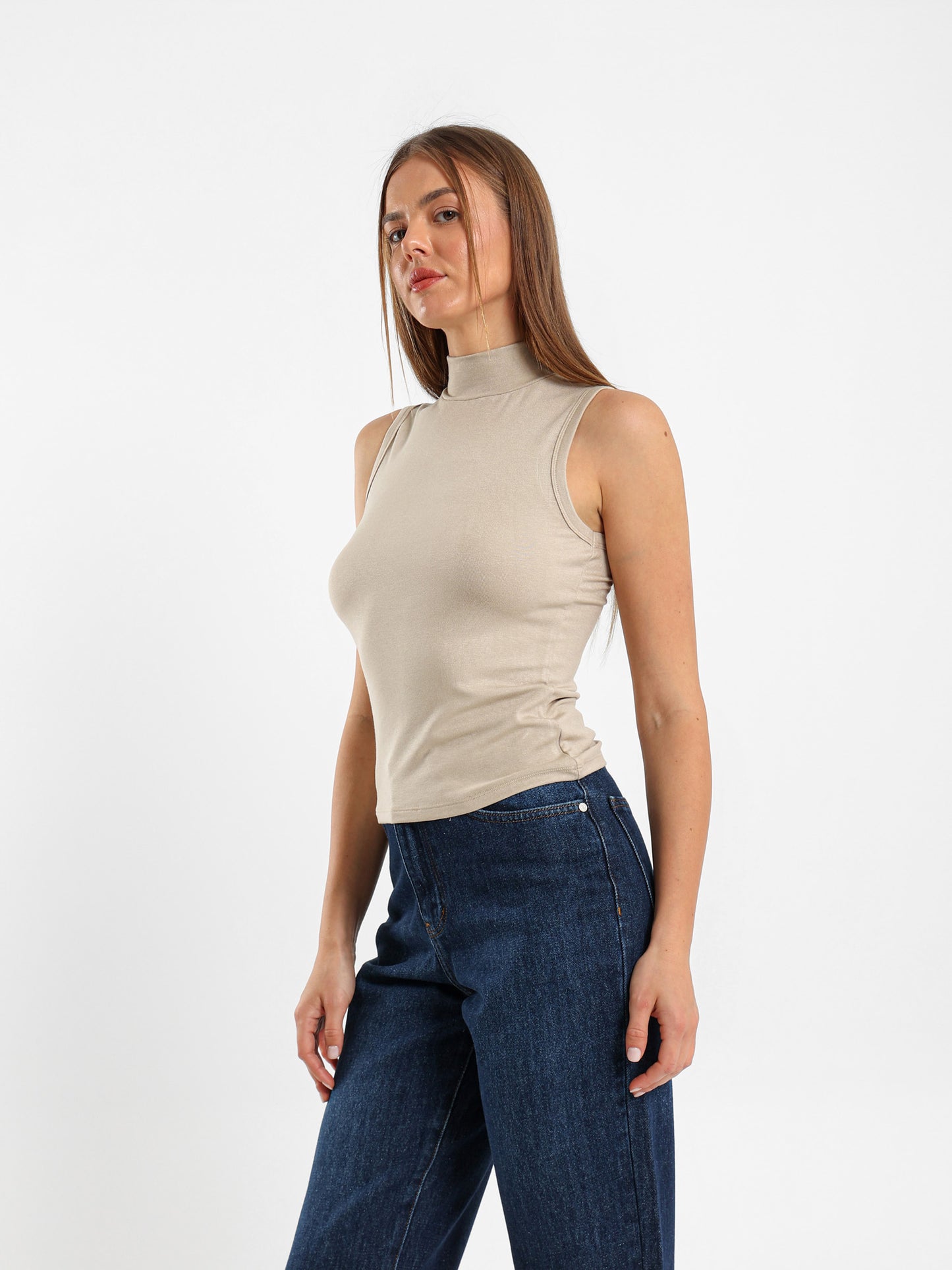 Sleeveless High Neck Top