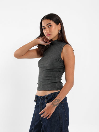 Sleeveless High Neck Top