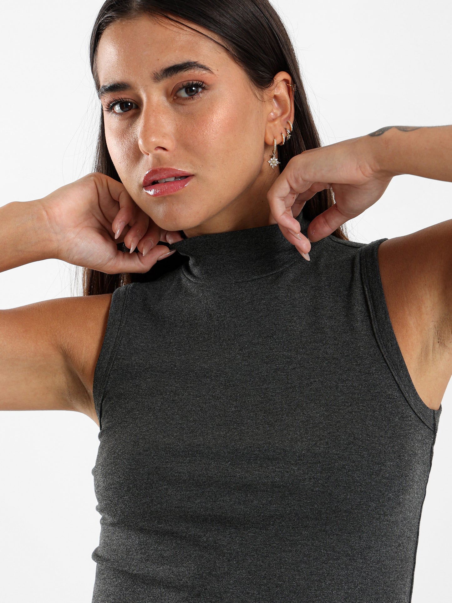 Sleeveless High Neck Top