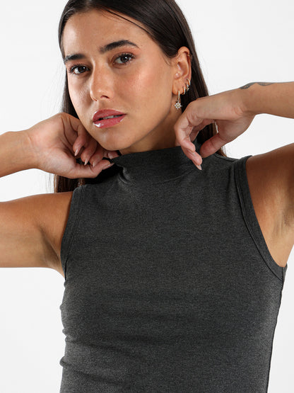 Sleeveless High Neck Top
