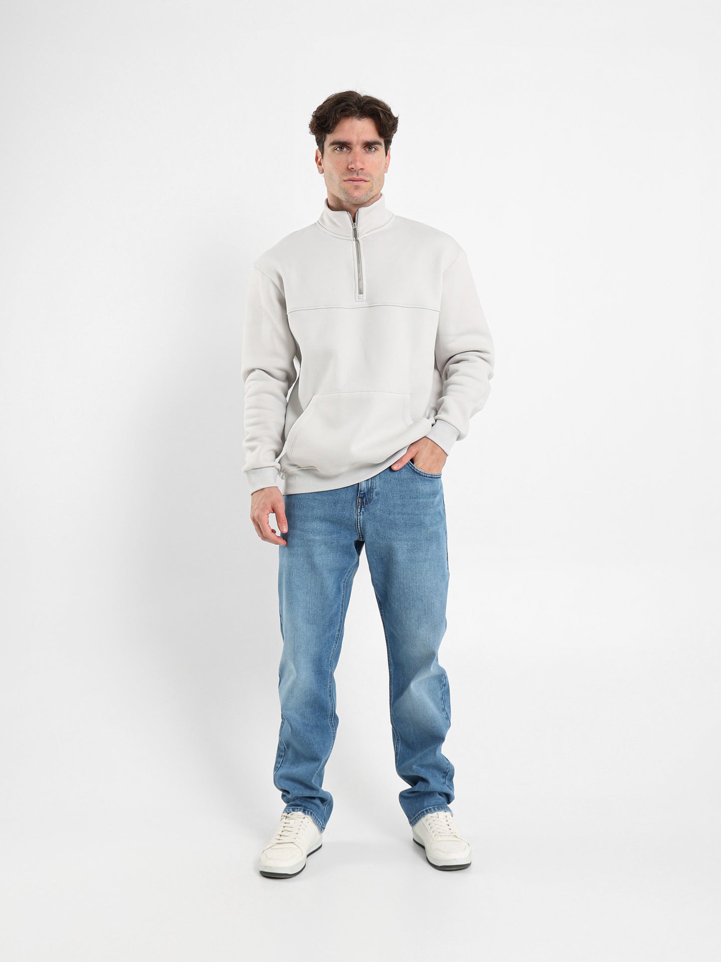 Mock Neck Solid Sweatshirt