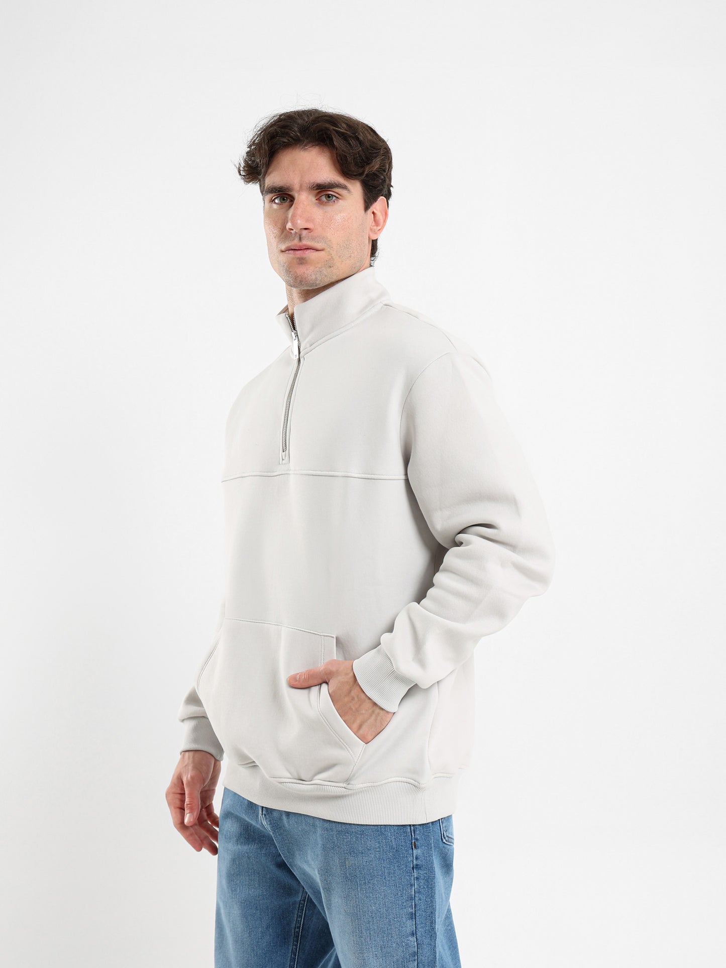Mock Neck Solid Sweatshirt
